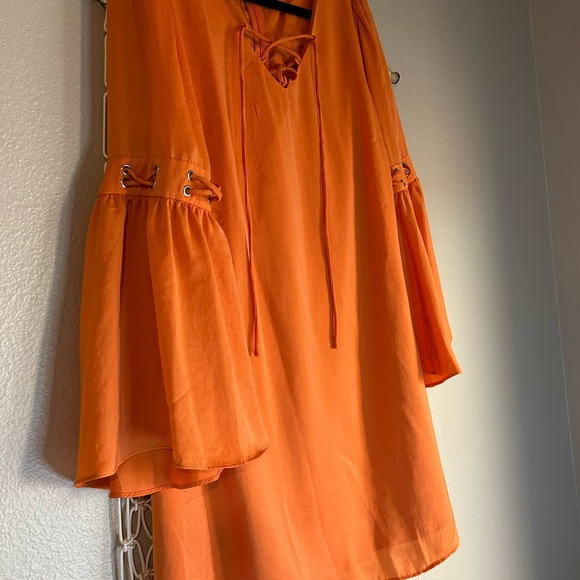 VENUS Womens ORANGE Dress BELL Sleeves Boho Hippie Size Medium - Picture 2 of 8